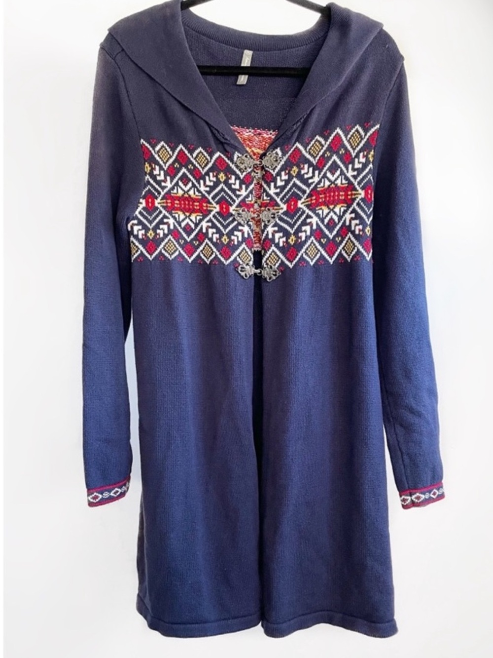 Hanna Andersson Navy Knit Fair Isle Long Sleeve Cardigan Size Medium
